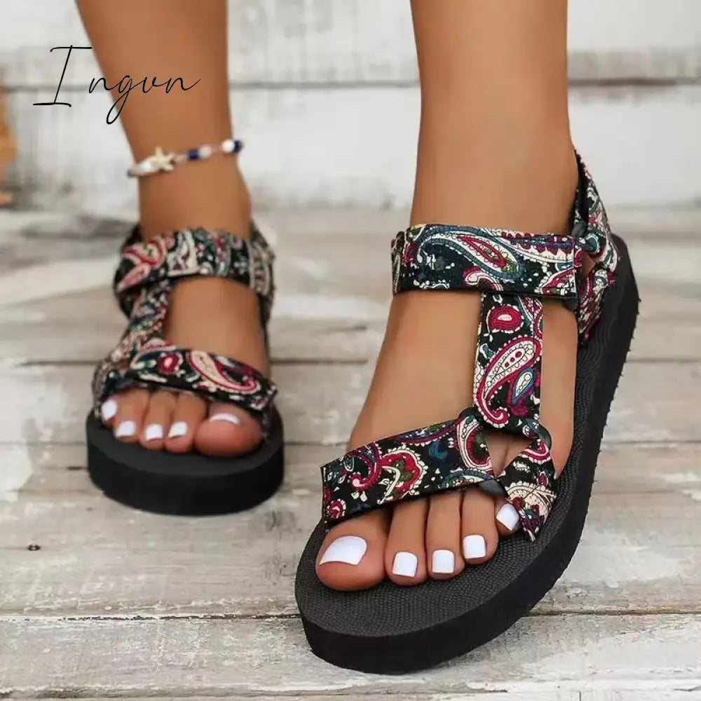 Ingvn - Summer Platform Flat Sandals Women  Light Non-slip Beach Shoes Cute Rope Sandals for Women Comfort Gladiator Sandalias Mujer