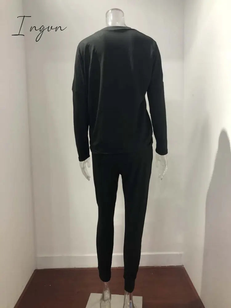 Ingvn - Autumn Casual Lounge Wear Women Tracksuit 2 Piece Set Loose Lounge Sets Ladies Sweat Suit Outfits Female