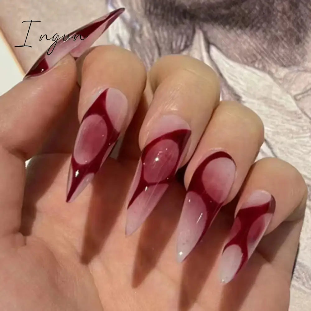 24pcs y2k Long Pointed False Nails Cool Girl Style Silver Flame Pattern Press on Nails Detchable Full Cover Fake Nail Patches
