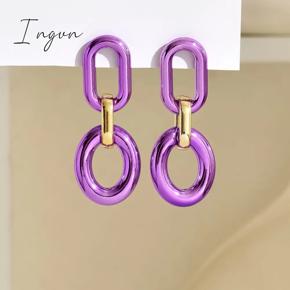 Ingvn - Acrylic Link Drop Earrings Trendy Resin Geometric Chain Pendant Earrings New 2023 Hanging Choker Earrings Fashion Women Jewelry