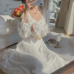 Ingvn - Vintage Fairy Dress Women Elegant Designer Chiffon Dress Long Sleeve French Party Midi Dress Casual Women's Clothing Autumn