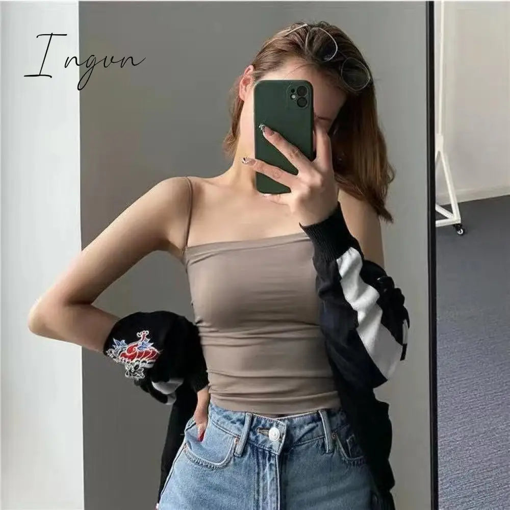 Ingvn - 2023 Summer Women's Camisole Sexy Padded Tank Tops Sleeveless Corset Top Female Lingerie Halter Thin Straps Camis Built-in Bra