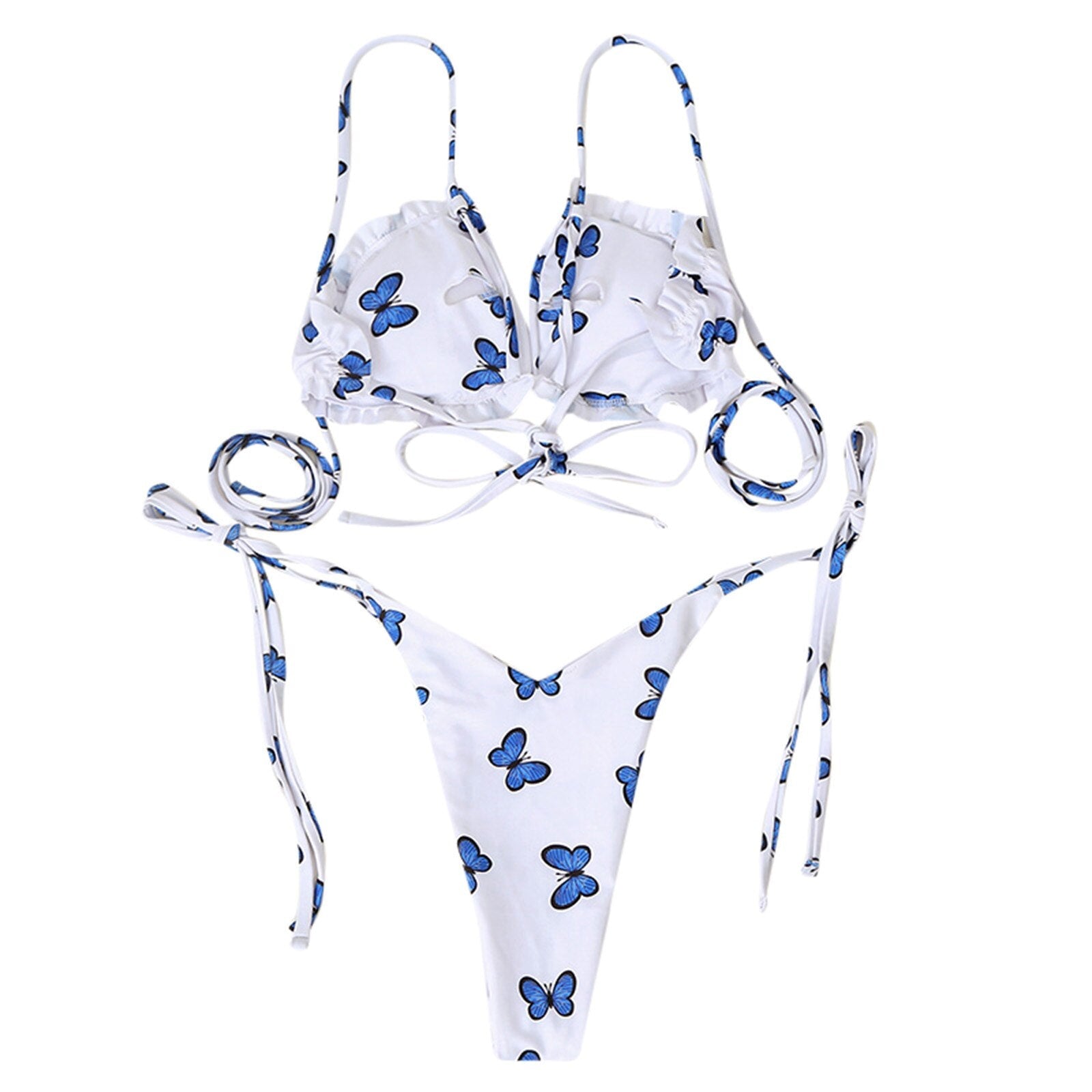 Women's Summer /Leopard Print Swimsuits Bikinis Two-Piece Halter Bandage Beachwear Brazilian Biquini Swimwear