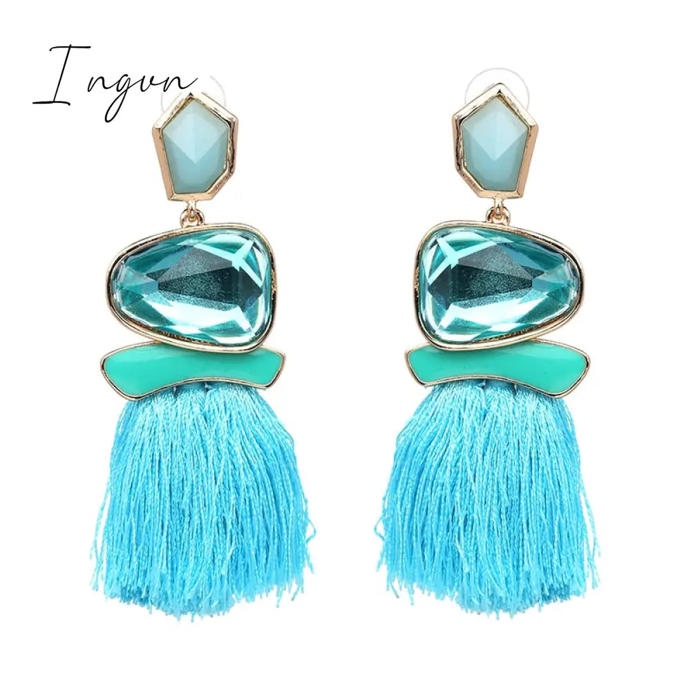 Ingvn - New Fringed Statement Drop Earrings Wedding Tassel Multicolored Hot Fashion STUD Earrings Jewelry Women 2023 Trend