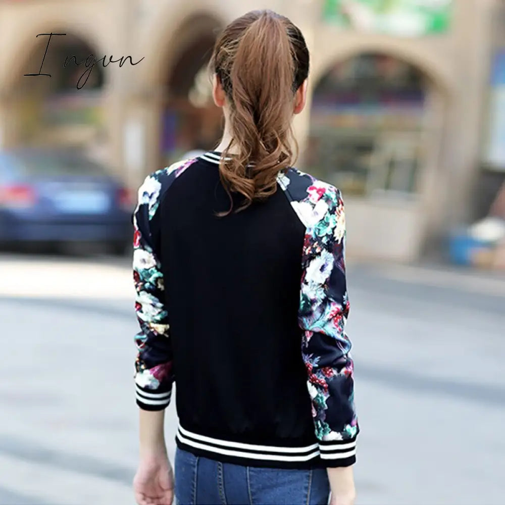 Ingvn - New Fashion Summer Women's Bomber Print Jacket Long Sleeve Basic Jacket Coats Women Casual Thin Slim Female Jackets Clothes