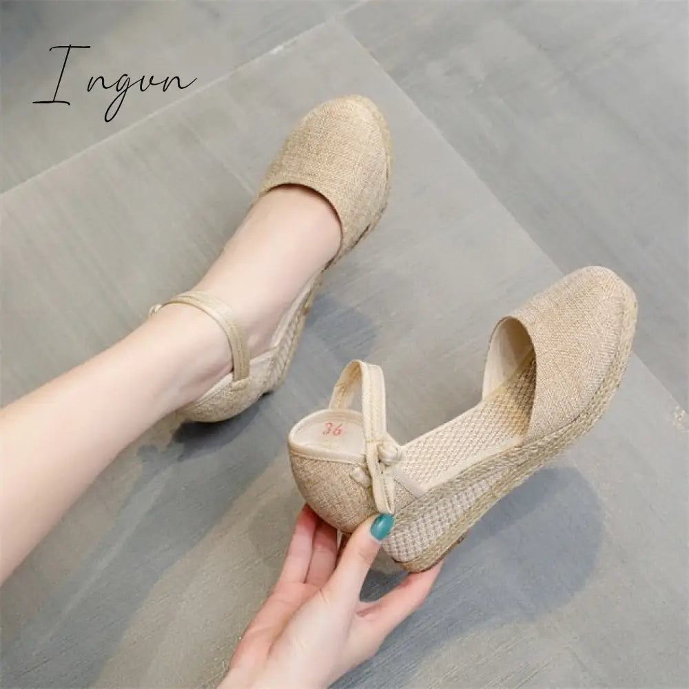 Ingvn - Espadrilles Wedges Woman Sandals Summer 2023 New In Ladies Comfort Casual Shoes Party Sandals Footwear Zapatillas Mujer Verano