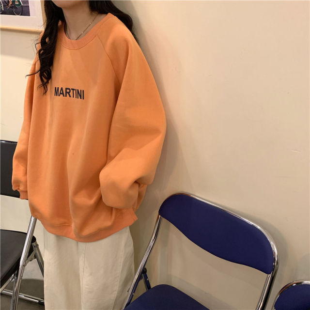 Autumn Winter Girl Korean Version Oversized Hoodies Street Style Letter Embroidery Sweatshirt Fleece Thick Pullover Tops Femmes