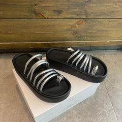 Ingvn  Clip Toe Summer Women Slippers Fashion Narrow Band Ladies Outdoor Beach Platform Flats Slides Female Rome Style Shoes