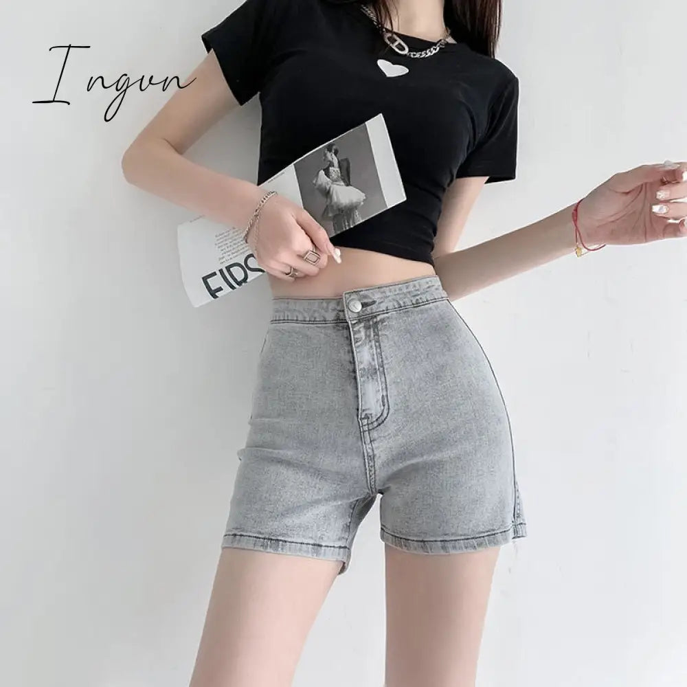 Ingvn - Women Shorts Sexy Jeans Peach 2023 Summer New Mini Elegant Lady Skinny Denim Shorts Female Casual Cycling Short Harajuku