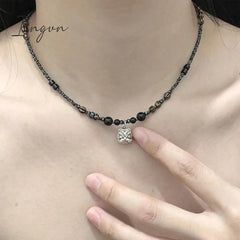 Vintage Chinese Style Lion Pendant Beaded Necklace for Women Men Lucky Punk Clothing Unusual Stone Bead Choker On The Neck Beads