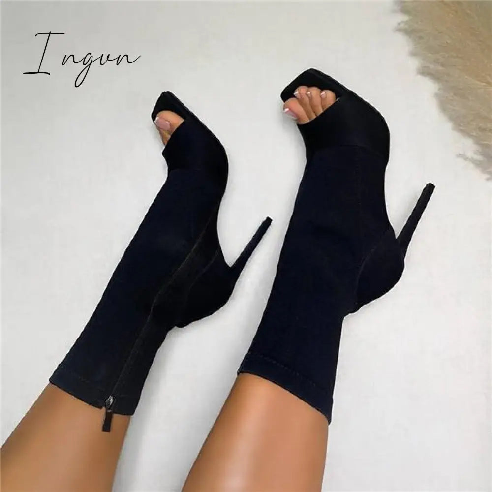 Ingvn - Peep Toe Ankle Boots