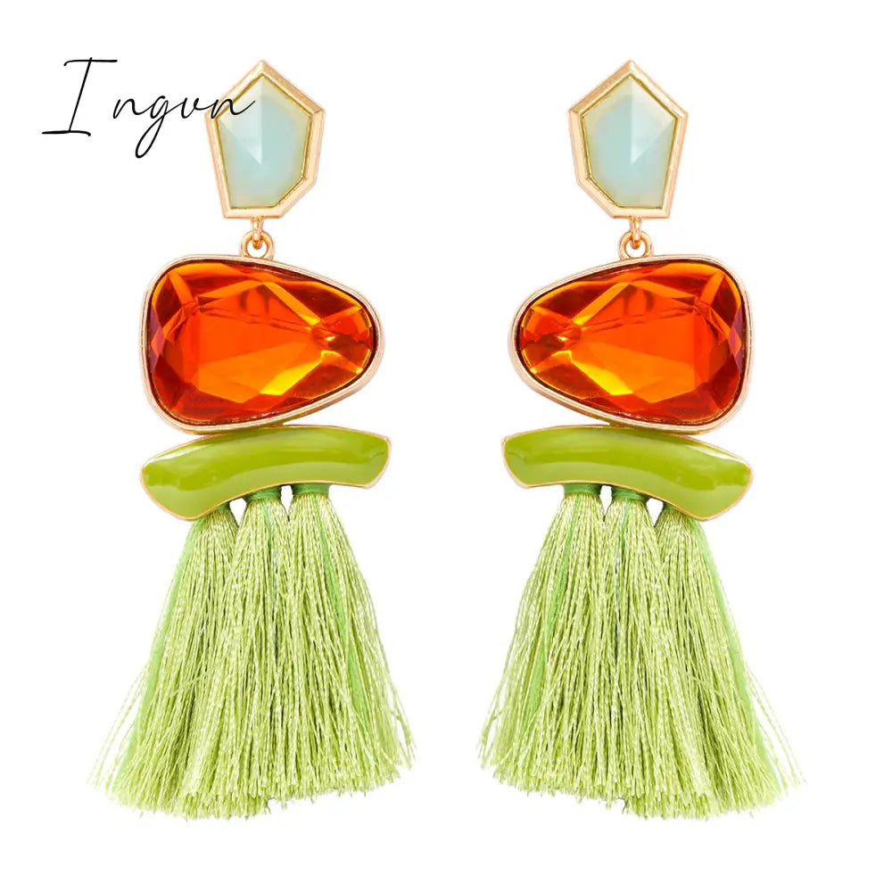 Ingvn - New Fringed Statement Drop Earrings Wedding Tassel Multicolored Hot Fashion STUD Earrings Jewelry Women 2023 Trend