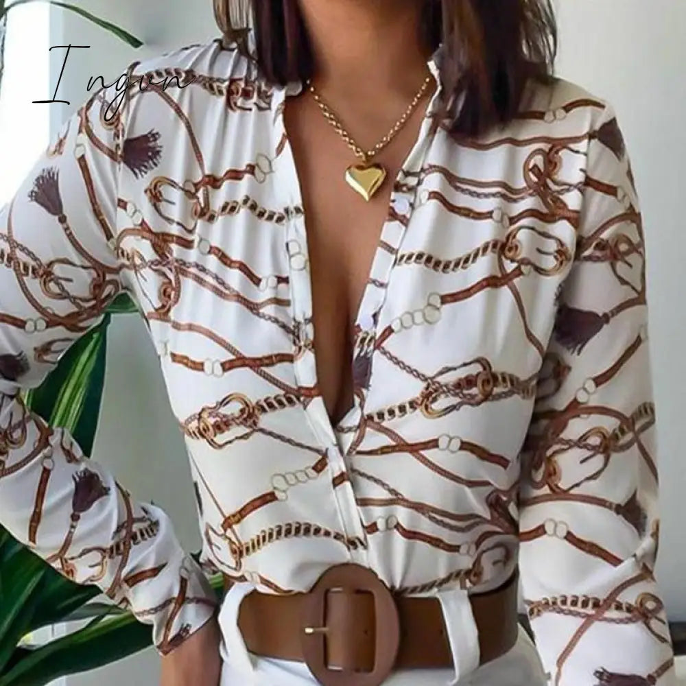 Ingvn - Shorts Sets Women's Summer Suit High Waist Shorts LongSleev Shirts Two Piece Set Printed Leisure Sets Womens Outfits Shorts Set
