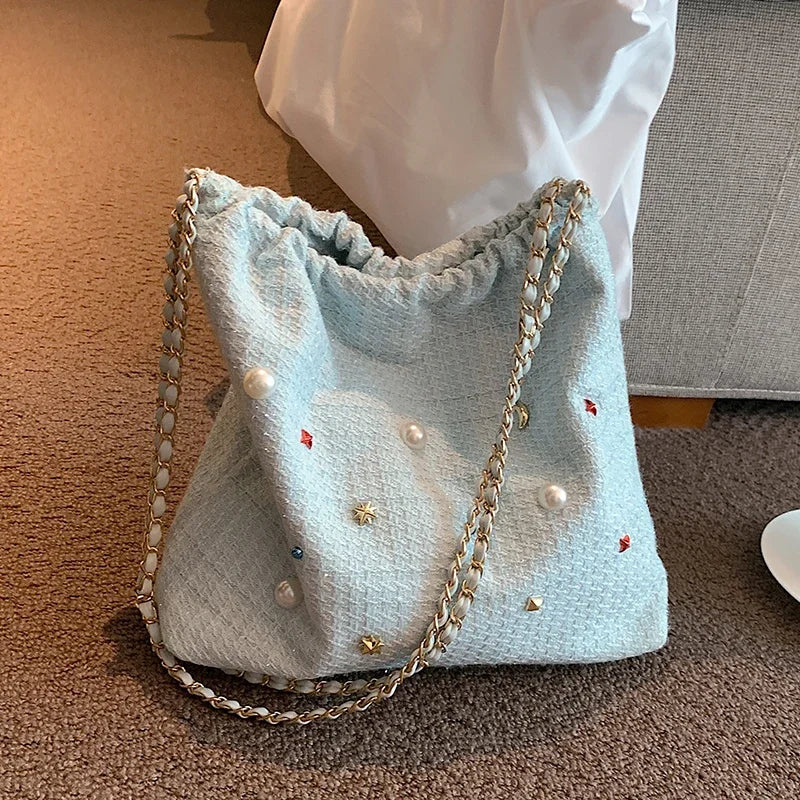 Ingvn  Large Capacity Colored Diamond Women's Shoulder Bag Fashion Design Ladies Underarm Bag Simple Soft Female Tote Purse Handbags