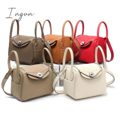 Ingvn - Mini 20cm Pillow Bag Silver Buckle Ladies Handbag Luxury Brand Designer Shoulder Bag Cow Genuine Leather Crossbody Bags Fashion