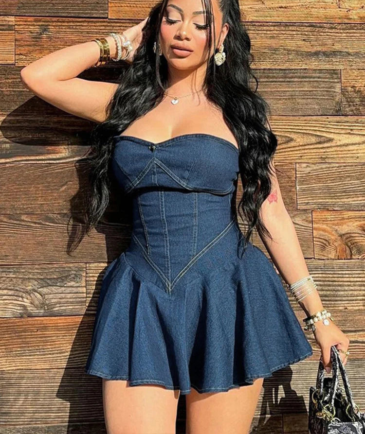 High-quality sexy Dress Wrapped Around The Chest European And American Style Authentic Mini Dress Without Sleeves Or Straps