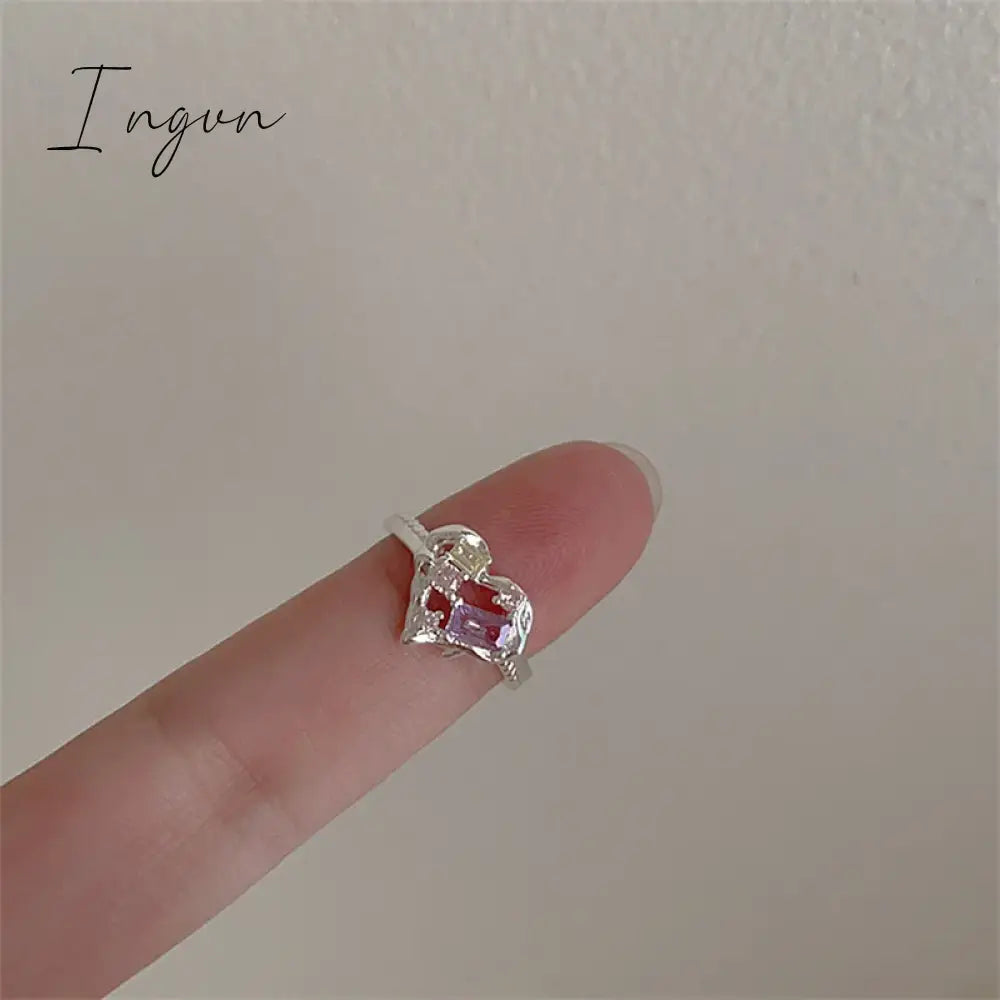 Aesthetic Rings For Women Heart Star Colorful Zircon crystal Minimalist Open Adjustable Finger Rings Fashion Band Female Bijoux