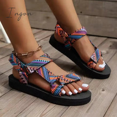Ingvn - Summer Platform Flat Sandals Women  Light Non-slip Beach Shoes Cute Rope Sandals for Women Comfort Gladiator Sandalias Mujer