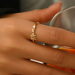 Chic 'Mama' Golden-Tone Adjustable Ring - Perfect for Casual Attire & Gifting