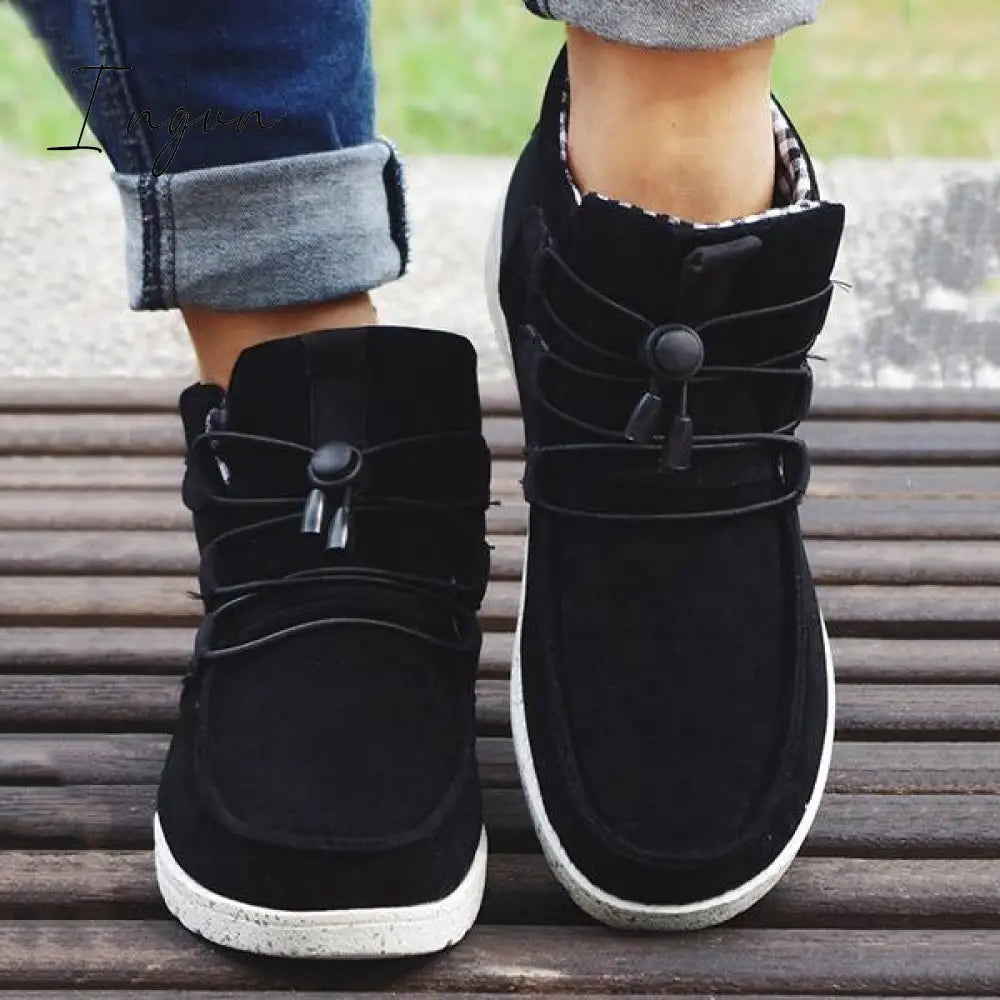 Ingvn - Casual Laced Front Ankle Boots