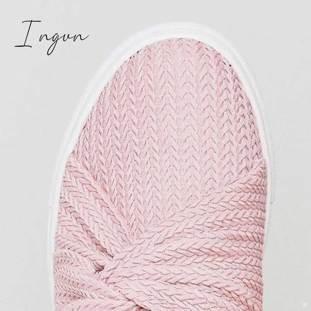 Ingvn - Women Knitted Twist Slip On Sneakers