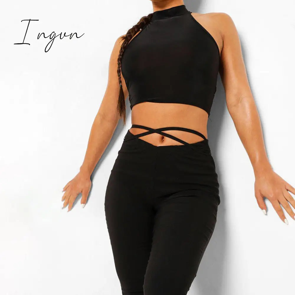 Ingvn - Fashion Trends Cyber Y2k Flare Pants E Girl Style Sexy Strechy Trousers Women Lace Up V Waist Low Rise Harajuku Black Pants C85-BB22
