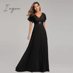 Ingvn - Evening Dresses Elegant V-Neck Ruffles Chiffon Formal Evening Gown  Robe Vestidos De fiesta Dress for Wedding Party