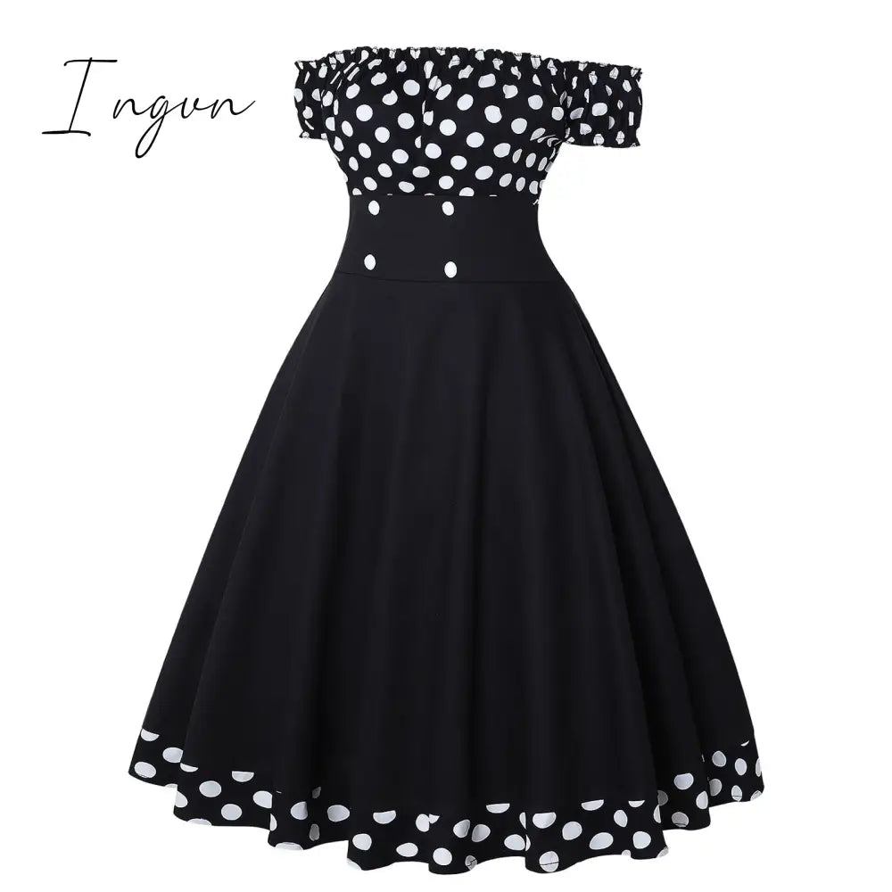 Ingvn - Vintage Dress New Women Dress+Cape Retro Rockabilly 50s Style Two Piece Black Dress Elegant Ladies fashion Midi Dresses