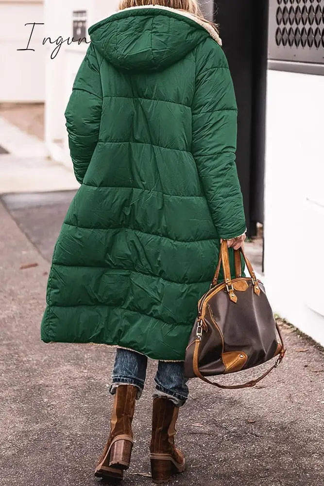 Ingvn - Casual Street Solid Patchwork Hooded Collar Outerwear(5 Colors)
