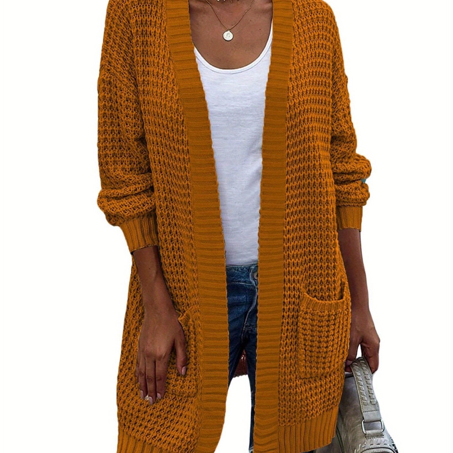 New Season Women's Oversized Lantern Sleeve Open Front Chunky Knit Fall Sweater Cardigan with Cozy Outwear Design