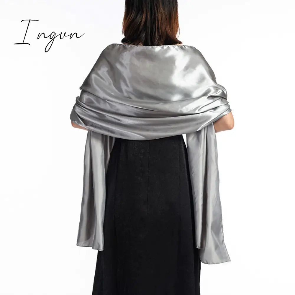 Ingvn - 16 Colors Shrugs for Women Evening Cape Dress Wraps Shawls 240*70cm Satin Long Formal Wedding Party Prom Wraps Ladies Bolero