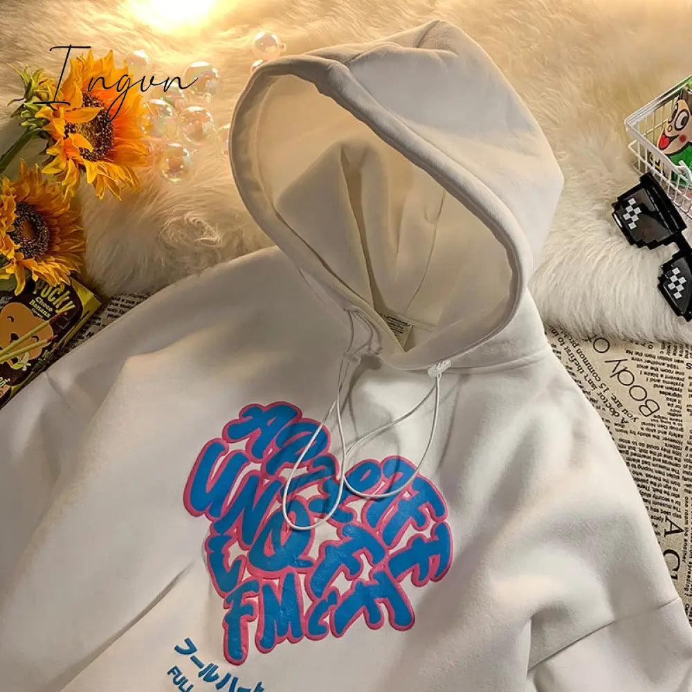 Ingvn - Women Letter Designer Love Y2k Hoodies Female Harajuku Korean Fashion Sweatshirts Girl Vintage Streetwear Hoodie
