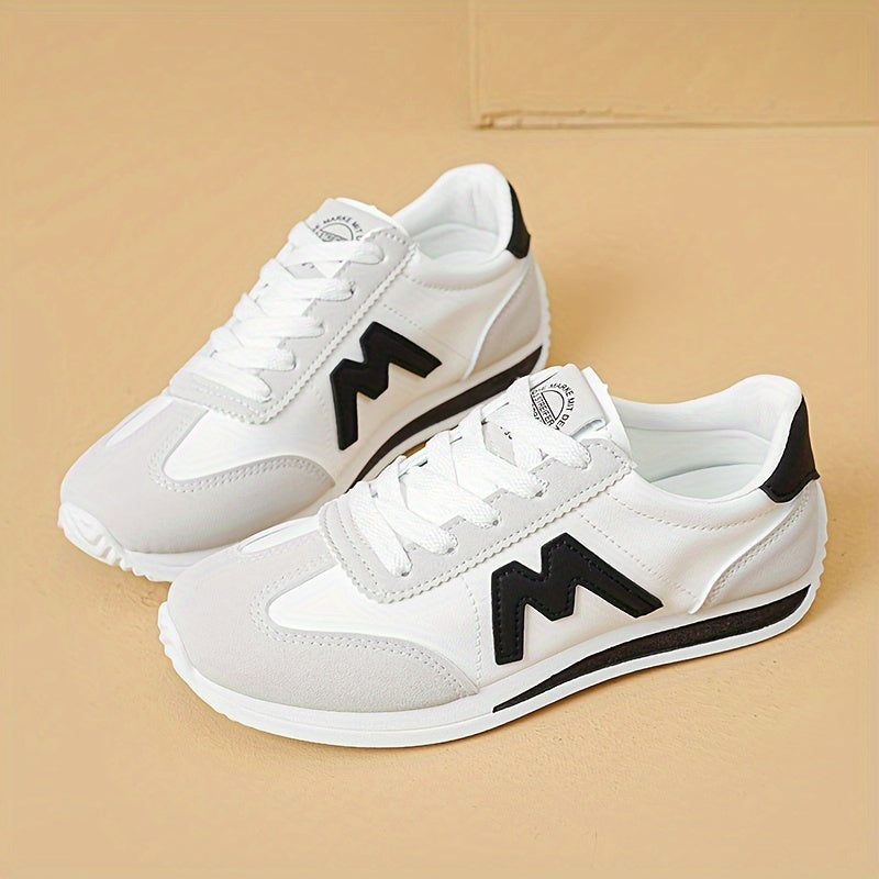 Women's Letter Decor Sneakers, Casual Lace Up Outdoor Shoes, Comfortable Low Top Shoes