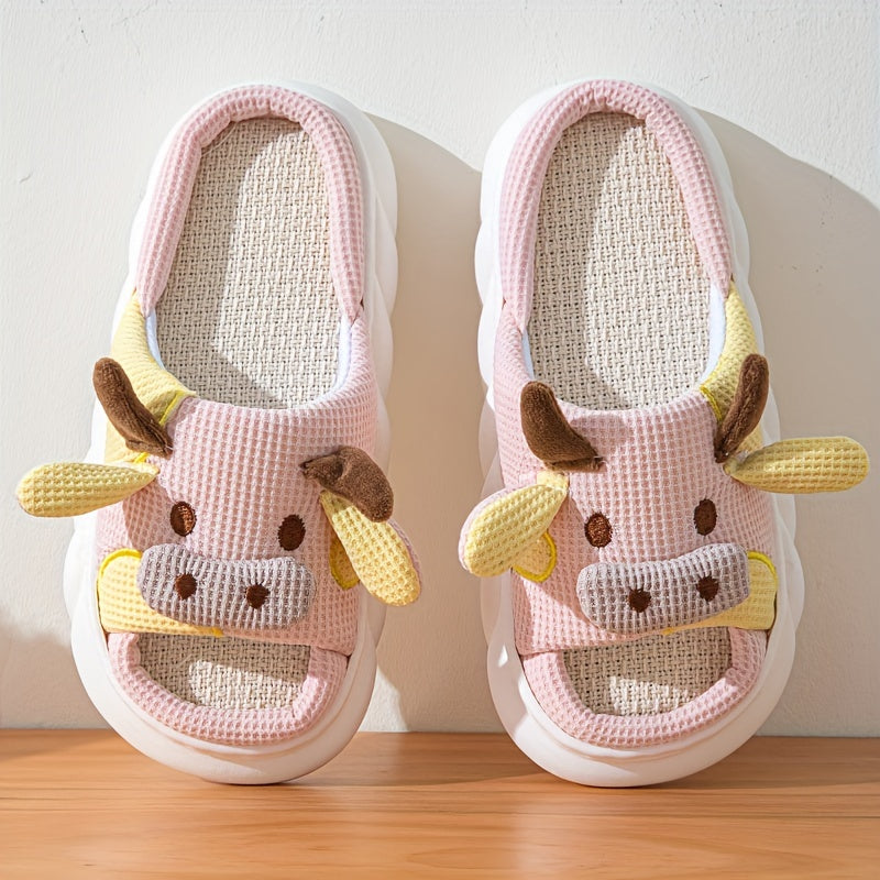 Adorable Womens Cow Print Slippers - Ultra-Soft Platform with Luxurious Plush Lining - Non-Slip Indoor Slides for Year-Round Cozy Comfort