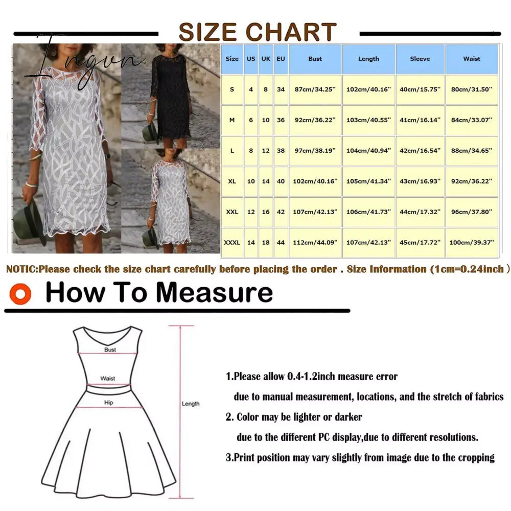 Ingvn - Fashion Trends Embroidered Dress Half Sleeve Casual Dress Sexy See-through Patchwork Lace Party Dress Women Fashion O Neck Loose Pullover Dress