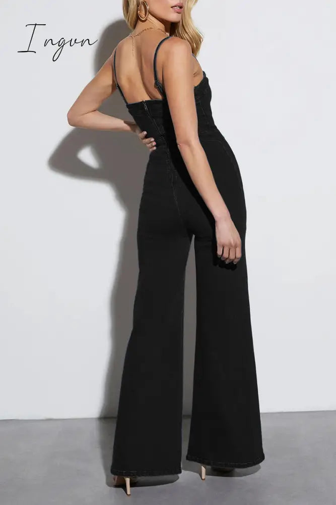 Ingvn - Casual Simplicity Solid Patchwork Regular Jumpsuits