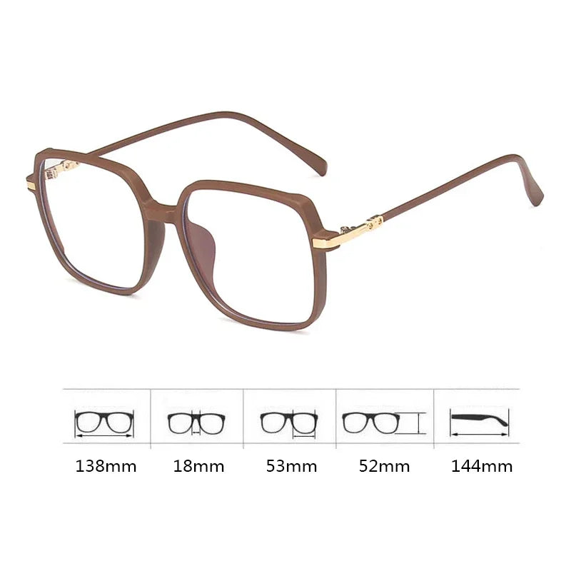 INGVN  Brown Square Glasses Frame Girl Ins No Makeup Plain Glasses Men Light Eyewear Cute Decorative Computer Glasses