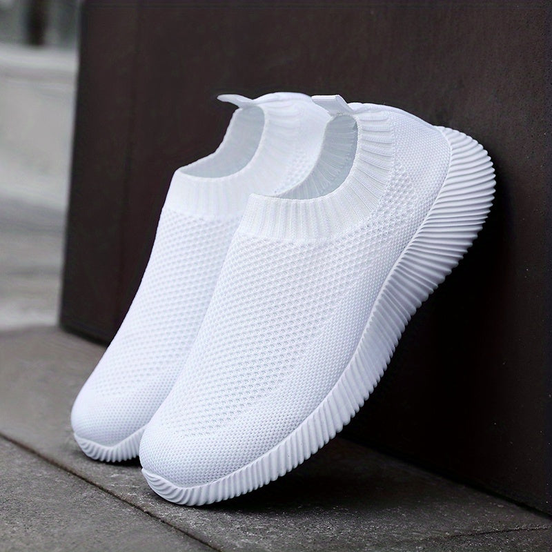Women's Breathable Mesh Sneakers, Casual Slip On Outdoor Shoes, Lightweight Low Top Shoes plus size