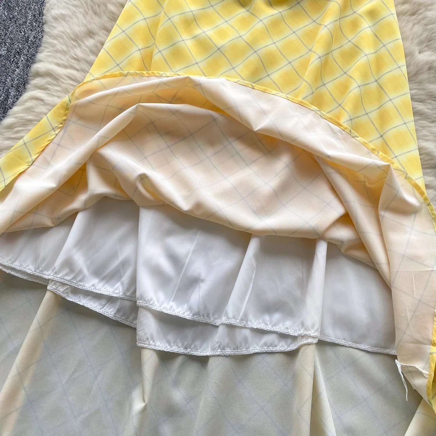Chic Sexy V-neck Plaid halter Ruched Fairy A-line loose Summer  Women Boho Sundress  women clothing