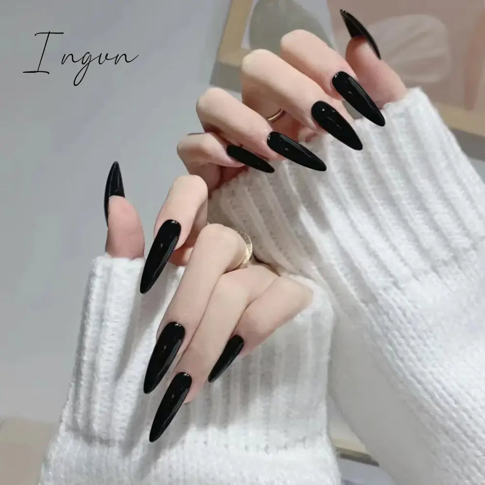 24Pcs False Nails With Glue Almond Pink Butterfly Design Detachable Rhinestones Acrylic Fake Nails long stiletto Press On Nails