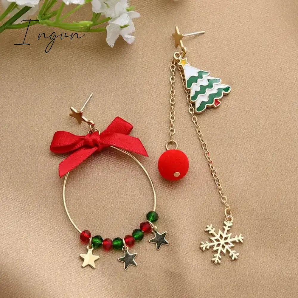 Colourful Zircon Christmas Tree Earrings For Women Sparkling Crystal Snowflake Elk Earring Girls New Year Holiday Jewelry Gifts