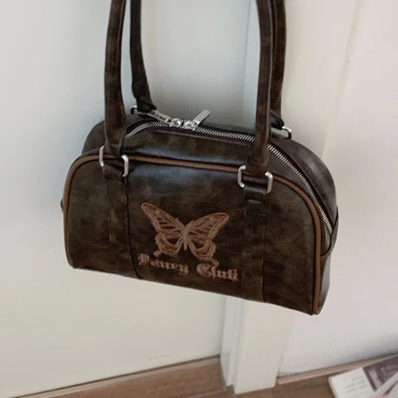Ingvn  Vintage Y2k Womens Handbag Embroidery Butterfly Elegant Fashion Shoulder Bag Casual Harajuku Exquisite Female Boston Bag