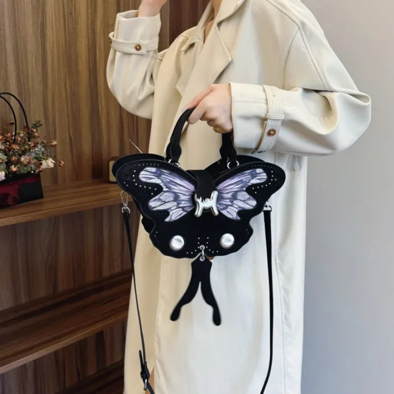 Ingvn  Y2k Gothic Shoulder Bag for Women Butterfly Black Aesthetic Handbag Hot Girl Fashion Harajuku Style Exquisite Crossbody Bag