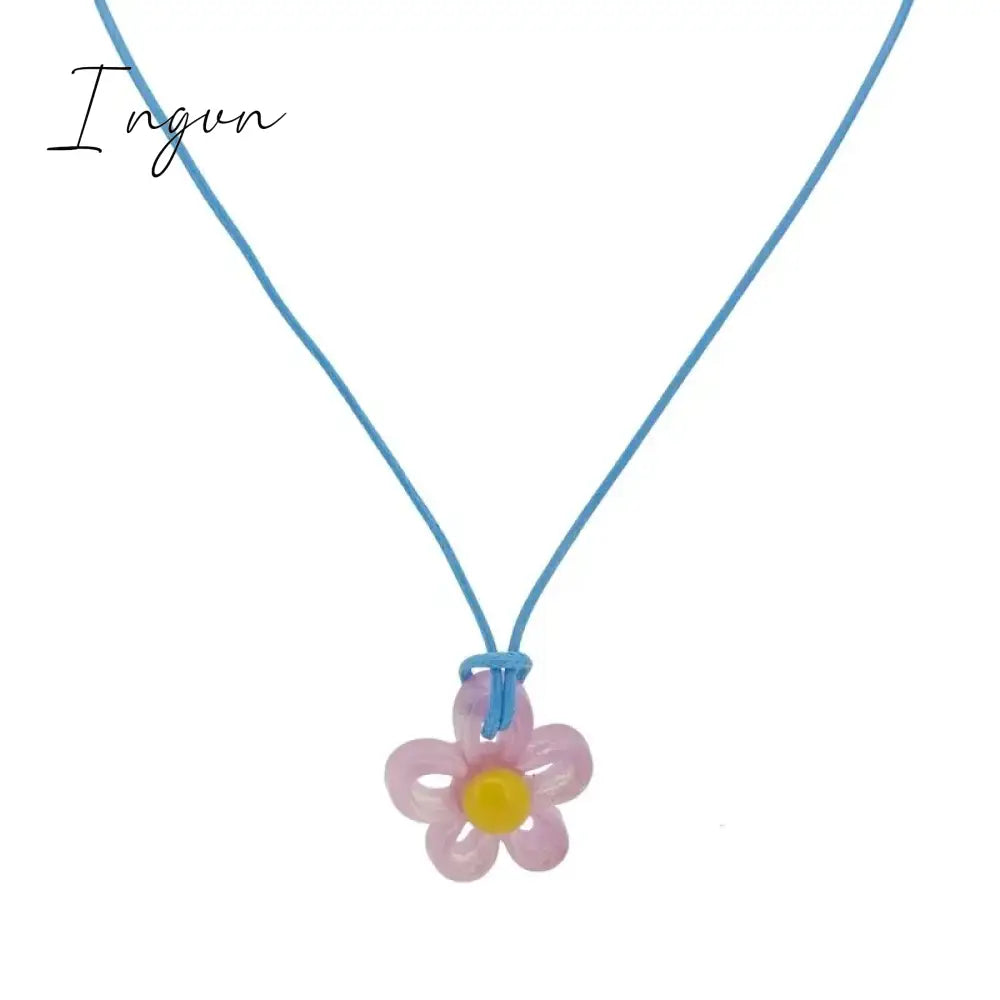 Girl Hollow Flower Necklace For women Temperament Niche Collarbone Chain Korean Fashion Neck Colorful Rope Chain y2k Jewelry
