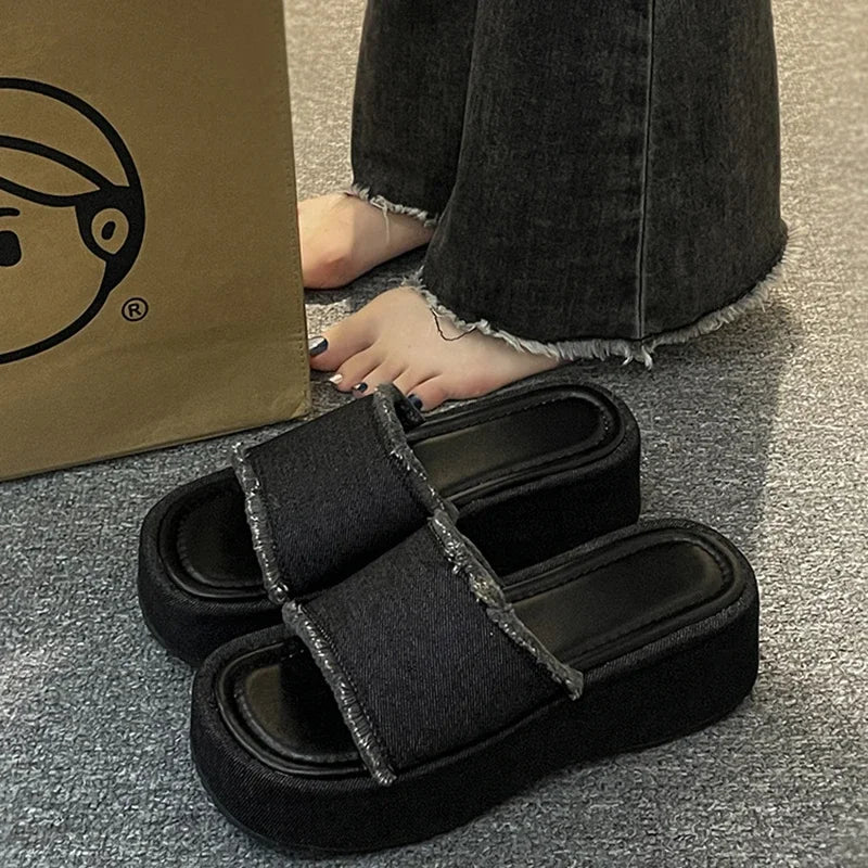 Ingvn  Summers Platform Women's Slippers Fashion Elegant Open Toe Wedges Shoes Ladies Casual Outdoor Beach Slides Sandalias Flip Flop