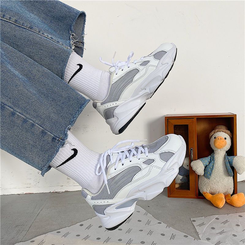 Pphmm Women Sneakers 41 Platform Chunky Fashion Casual Shoes 42 Reflective Comfortable Thick Sole Ladies White Flats Vulcanize Shoes