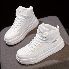 Lightweight Chunky Solid Color Sneakers, Comfortable Medium Tube Thick Soled Versatile Sports Shoes for Women