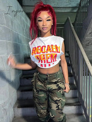 Ingvn - Letter Print White Y2K Crop Tops Women Sexy Hollow Out Sleeveless O Neck Tank Top Summer Casual Streetwear Fashion Vests