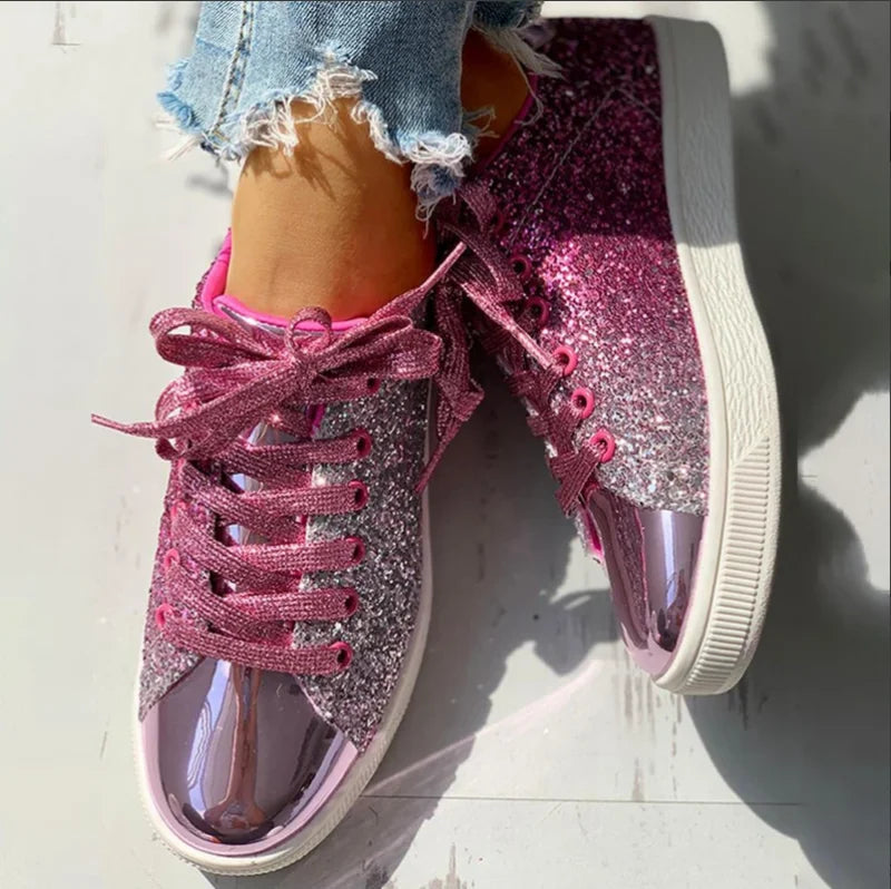 Sneakers Bling Luxury Shoe Glitter Casual Female Breathable Lace Up Outdoor Sport Women Vulcanize Shoes Zapatos De Mujer