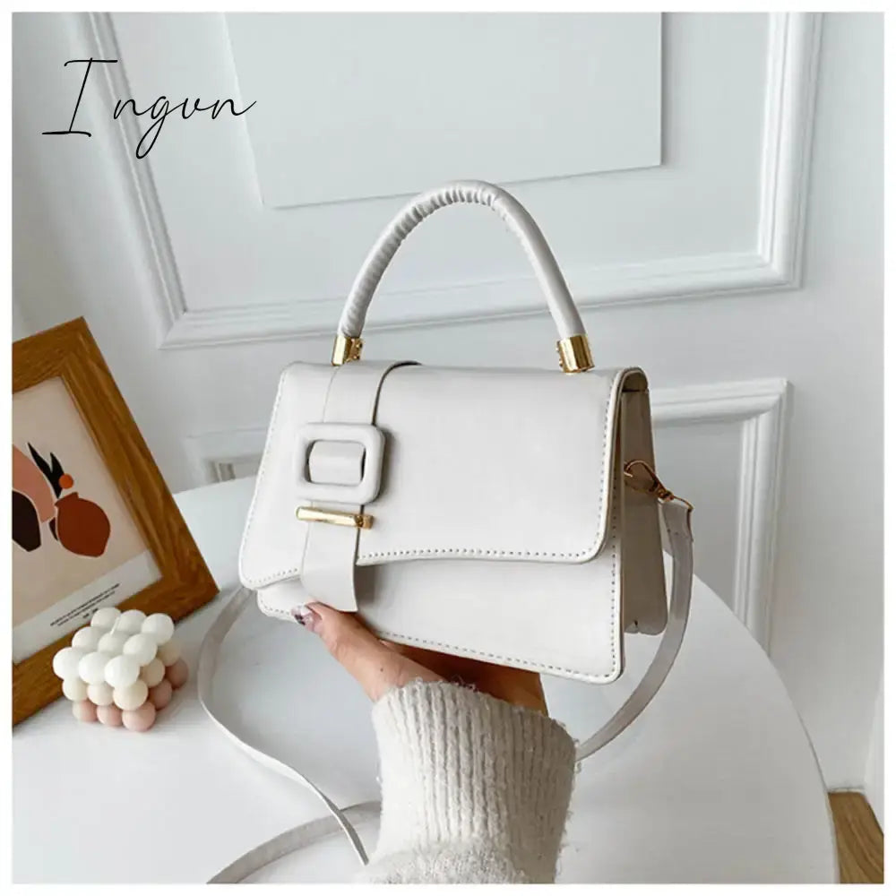 Ingvn - 1Pcs PU Leather Women's Handbags Luxury Designer Female Shoulder Bag 2023 New Fashion Candy Color Small Square Bag Messenger Bag